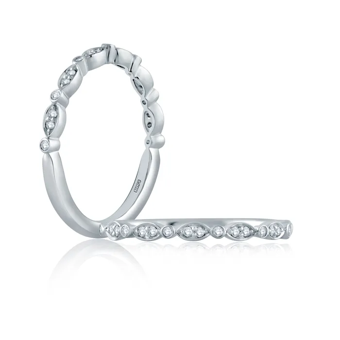 A Jaffe 14K White Gold Alternating Marquise and Round Design Diamond Band A Jaffe Rings A Jaffe 14K White Gold Alternating Marquise and Round Design Diamond Band A Jaffe Rings