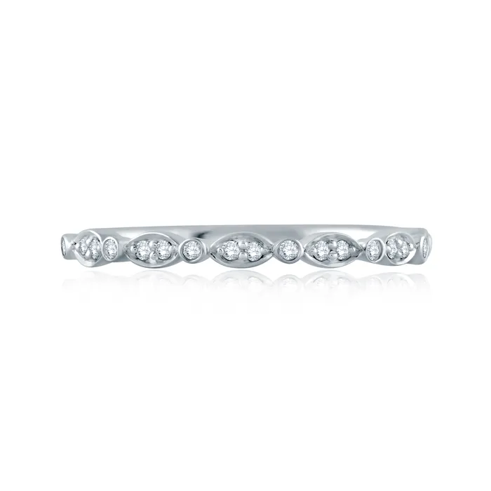 A Jaffe 14K White Gold Alternating Marquise and Round Design Diamond Band A Jaffe Rings A Jaffe 14K White Gold Alternating Marquise and Round Design Diamond Band A Jaffe Rings
