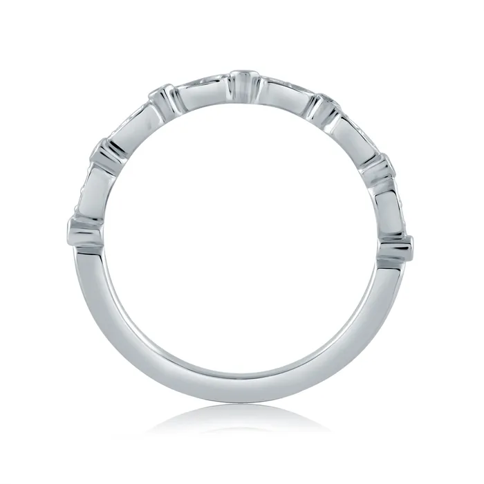 A Jaffe 14K White Gold Alternating Marquise and Round Design Diamond Band A Jaffe Rings A Jaffe 14K White Gold Alternating Marquise and Round Design Diamond Band A Jaffe Rings