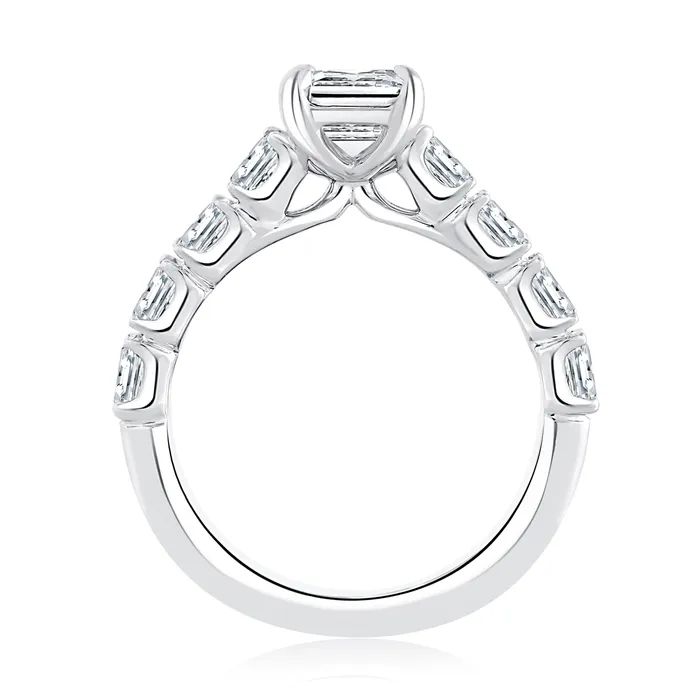 A Jaffe 14K White Gold East to West Emerald Cut Semi Mount Diamond Ring A Jaffe Rings A Jaffe 14K White Gold East to West Emerald Cut Semi Mount Diamond Ring A Jaffe Rings