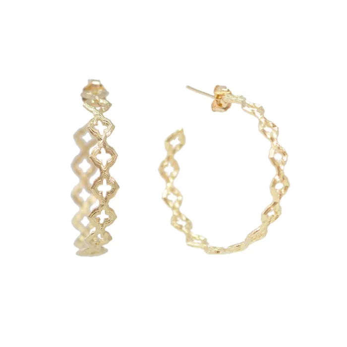 Armenta 18K Yellow Gold Open Scroll Hoop Earrings Armenta Earrings