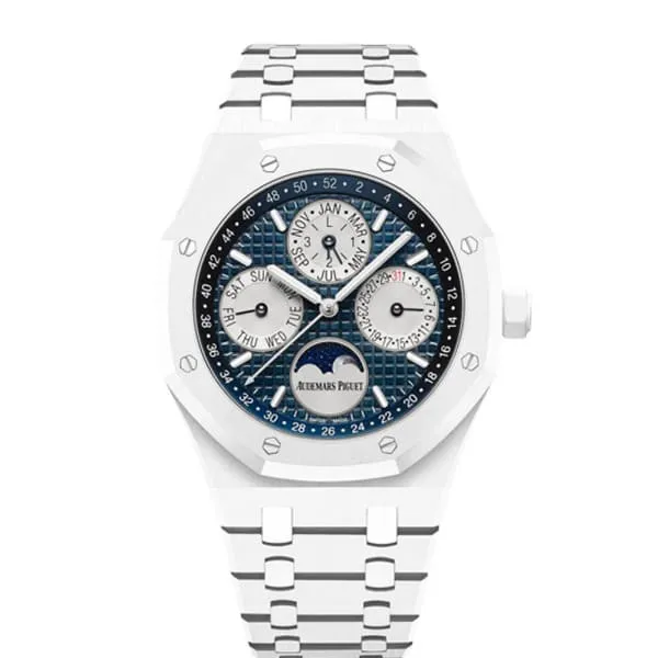 Audemars Piguet Royal Oak Perpetual Calendar 41mm Mens Watch Ref 26579CBOO1225CB01 Blue Moonphase Dial White Ceramic Bracelet Audemars Piguet Bracelets Audemars Piguet Royal Oak Perpetual Calendar 41mm Mens Watch Ref 26579CBOO1225CB01 Blue Moonphase Dial White Ceramic Bracelet Audemars Piguet Bracelets
