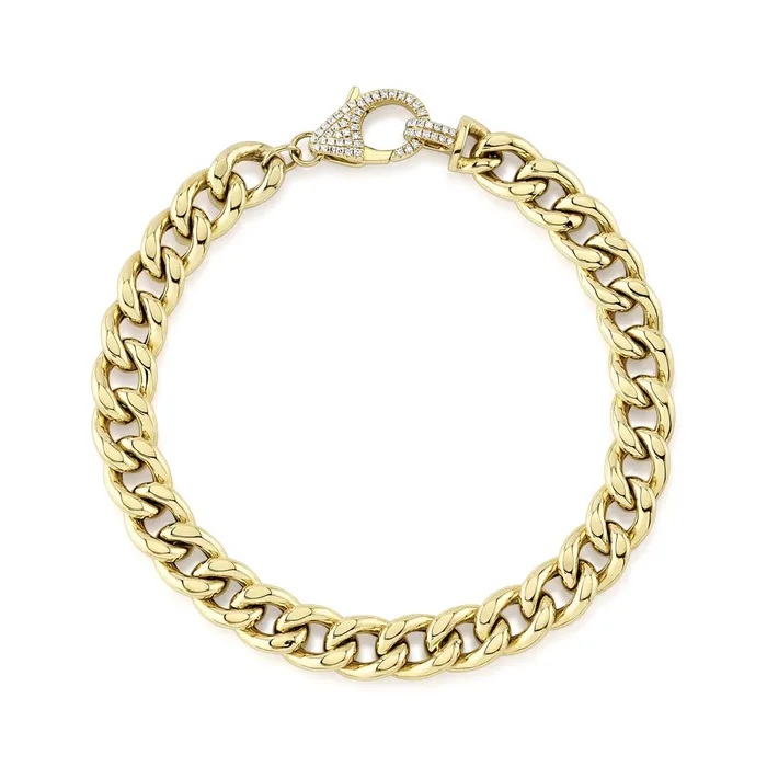 Bracelets 14K Yellow Gold Link Bracelet with Diamond Lobster Clasp Meierotto Jewelers