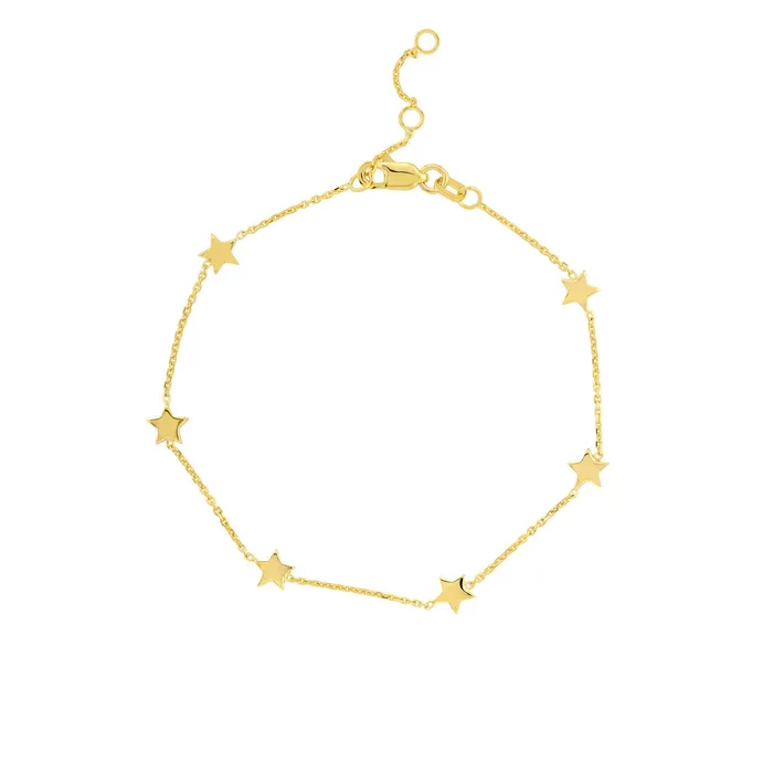 Bracelets 14K Yellow Gold Mini Star Station Bracelet Croghans