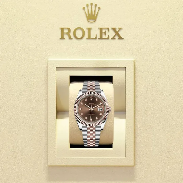 Bracelets 2024 Never Worn Rolex Datejust 41mm Ref 1263310004 Chocolate Diamond Dial Two Tone Stainless Steel 18K Rose Gold Jubilee Bracelet Mens Watch Rolex