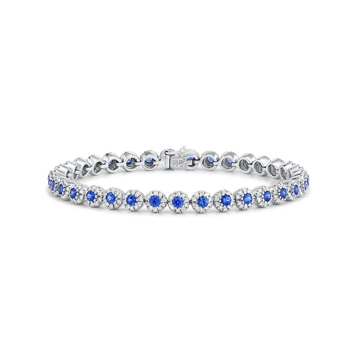Bracelets CJ Charles Jewelers 14kt White Gold 251ctw Blue Sapphire and Diamond Circle Line Bracelet Bracelets CJ Charles Jewelers 14kt White Gold 251ctw Blue Sapphire and Diamond Circle Line Bracelet