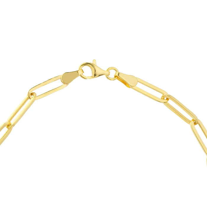 Bracelets Diamond Bezel Accent 14K Yellow Gold Paperclip Chain Bracelet Croghans