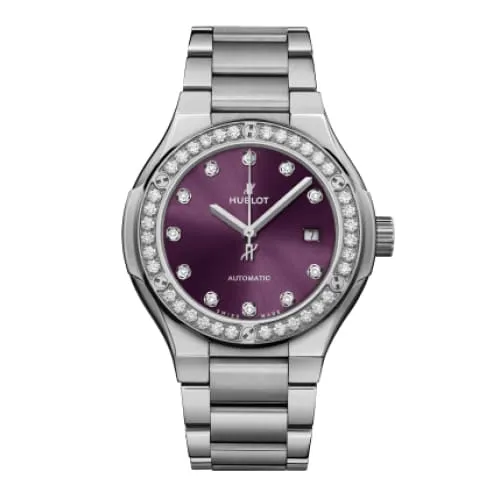 Bracelets Hublot Hublot Classic Fusion Titanium Purple Diamonds Bracelet 33mm Watch Ref 585NX897VNX1204 Purple Dial Titanium Bracelet Bracelets Hublot Hublot Classic Fusion Titanium Purple Diamonds Bracelet 33mm Watch Ref 585NX897VNX1204 Purple Dial Titanium Bracelet