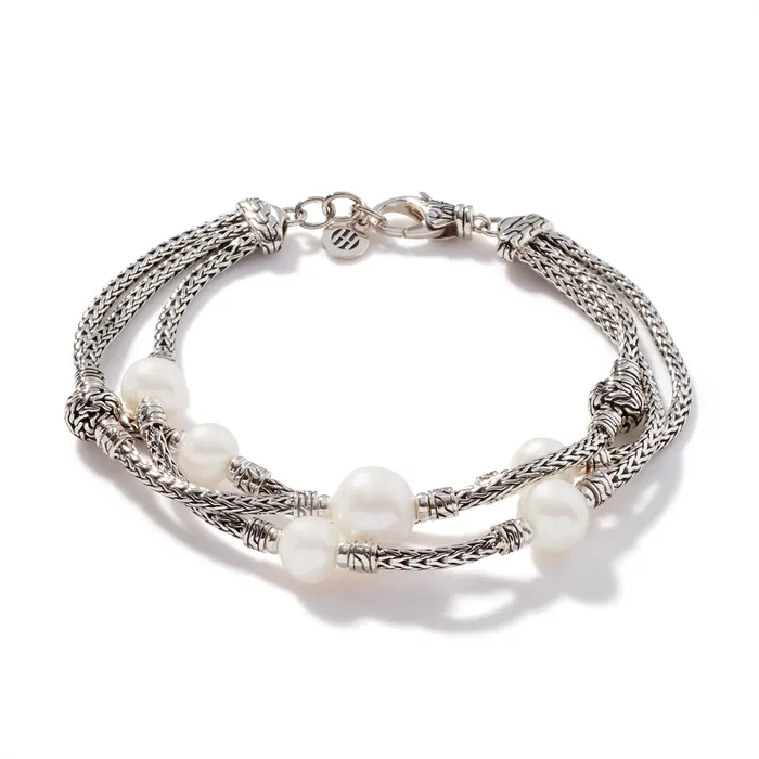 Bracelets John Hardy Classic Chain Silver Triple Row Bracelet with Lobster Clasp with 710mm Fresh Water Pearl John Hardy Bracelets John Hardy Classic Chain Silver Triple Row Bracelet with Lobster Clasp with 710mm Fresh Water Pearl John Hardy