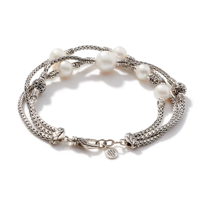 Bracelets John Hardy Classic Chain Silver Triple Row Bracelet with Lobster Clasp with 710mm Fresh Water Pearl John Hardy Bracelets John Hardy Classic Chain Silver Triple Row Bracelet with Lobster Clasp with 710mm Fresh Water Pearl John Hardy