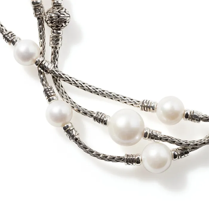 Bracelets John Hardy Classic Chain Silver Triple Row Bracelet with Lobster Clasp with 710mm Fresh Water Pearl John Hardy Bracelets John Hardy Classic Chain Silver Triple Row Bracelet with Lobster Clasp with 710mm Fresh Water Pearl John Hardy
