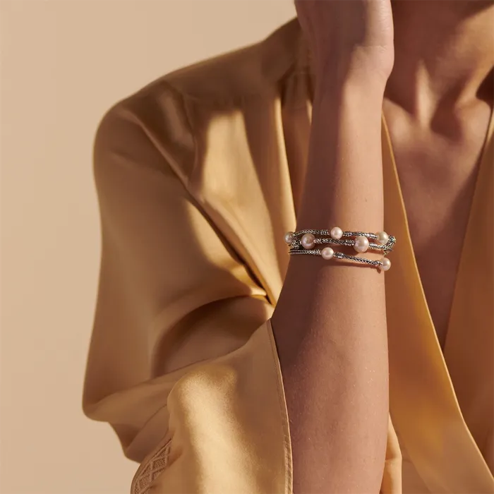 Bracelets John Hardy Classic Chain Silver Triple Row Bracelet with Lobster Clasp with 710mm Fresh Water Pearl John Hardy Bracelets John Hardy Classic Chain Silver Triple Row Bracelet with Lobster Clasp with 710mm Fresh Water Pearl John Hardy