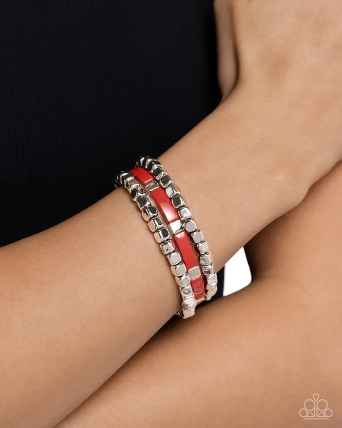 Bracelets Paparazzi Bracelet Colorful Cadenza Red Paparazzi Jewelry