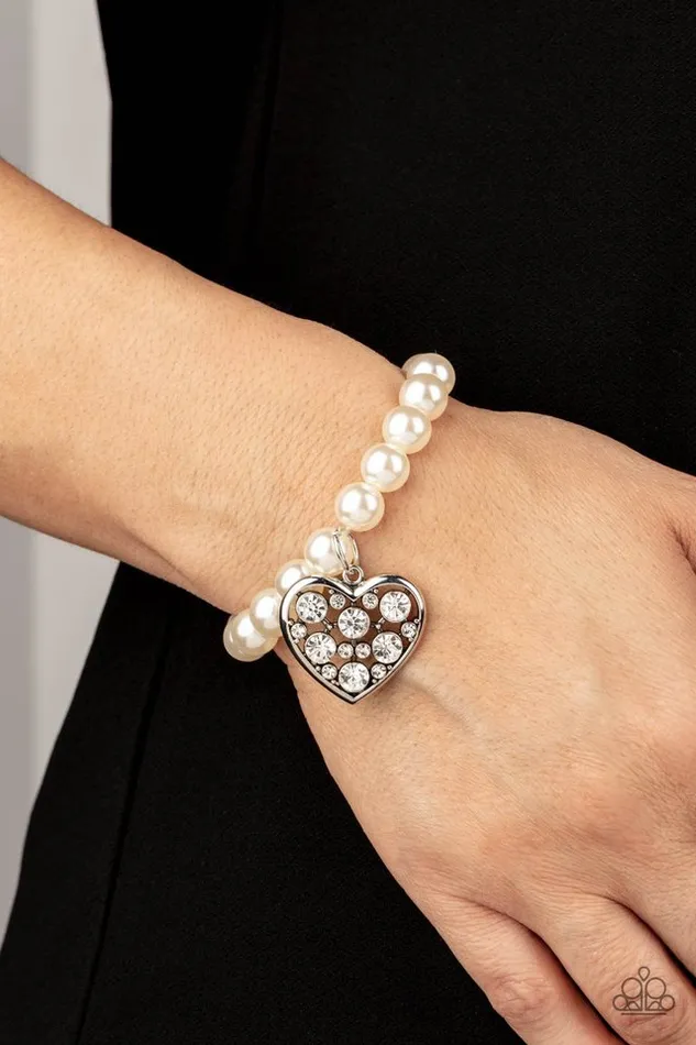 Bracelets Paparazzi Bracelet Cutely Crushing White Paparazzi Jewelry