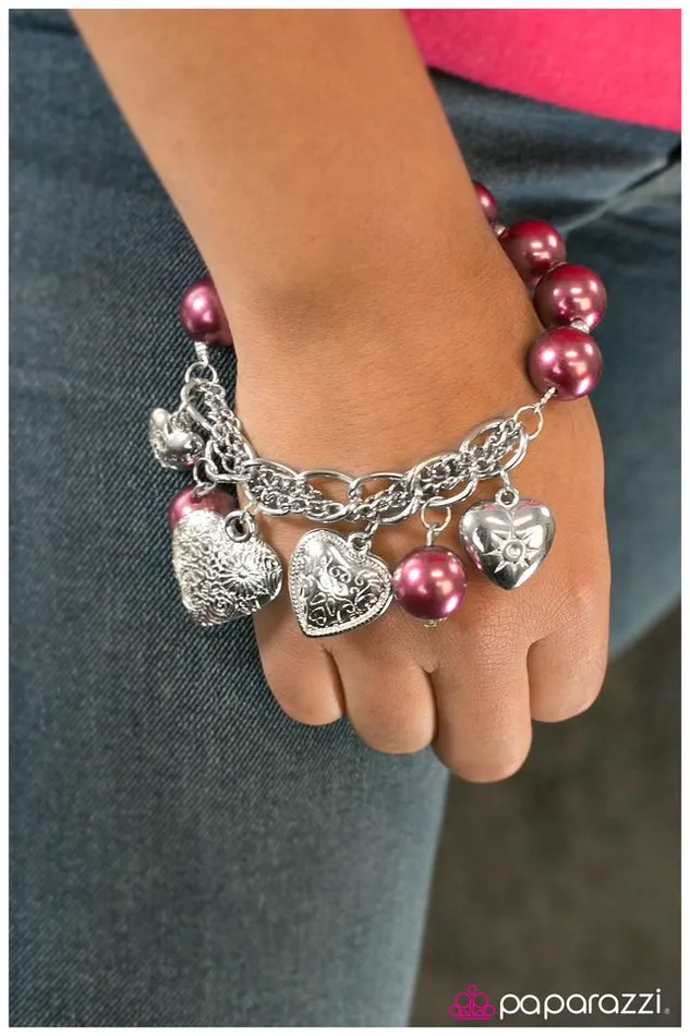Bracelets Paparazzi Jewelry Paparazzi Bracelet Heart of Hearts Pink