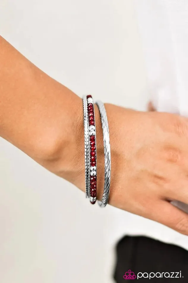 Bracelets Paparazzi Jewelry Paparazzi Bracelet Just Stay GLAM Red