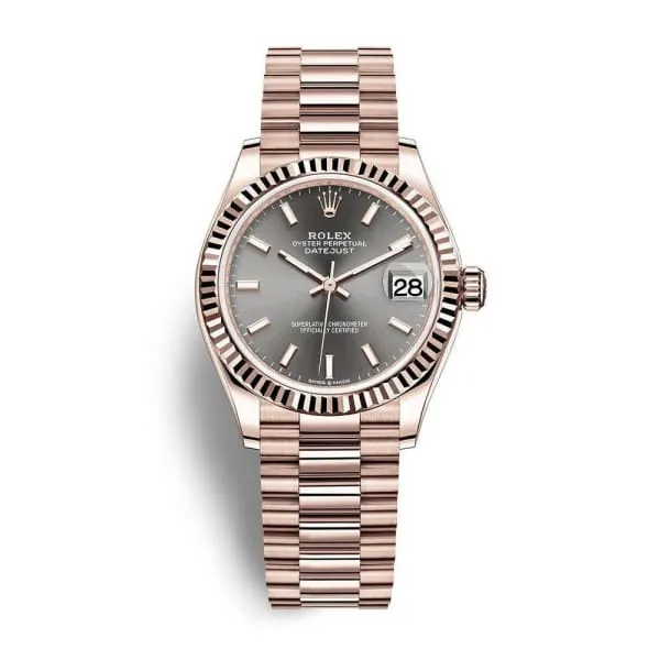 Bracelets Rolex Datejust 31mm Ref 2782750027 Slate Dark Grey Stick Dial 18K Rose Gold President Bracelet Womens Watch Rolex