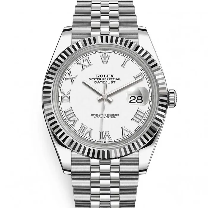 Bracelets Rolex Datejust 41mm Ref 1263340024 White Dial Stainless Steel Jubilee Bracelet Mens Watch Rolex