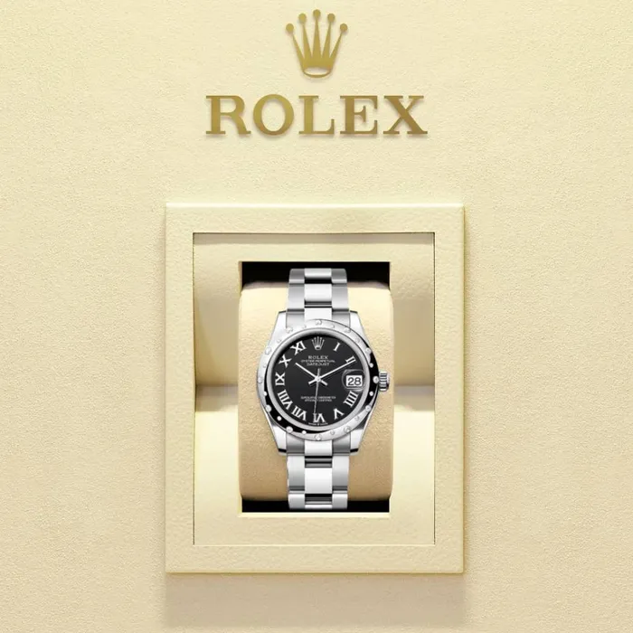 Bracelets Rolex Rolex Datejust 31mm Ref 278344rbr0001 Black Roman Dial Diamond Bezel Stainless Steel Oyster Bracelet Womens Watch