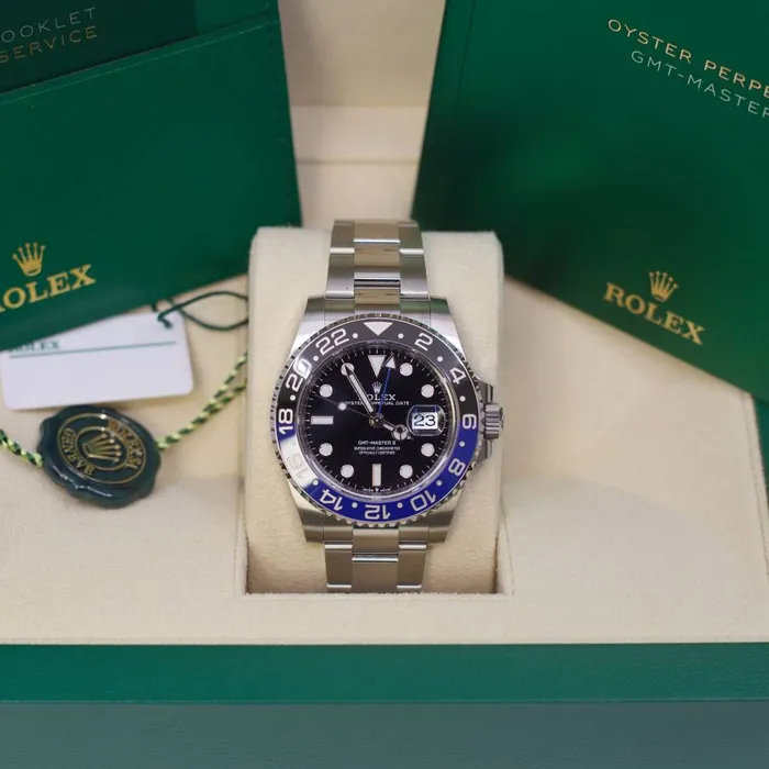 Bracelets Rolex Rolex GMTMaster II Batman 40mm Ref 126710blnr0003 Black Dial Blue Black Ceramic Bezel Stainless Steel Oyster Bracelet Mens Watch