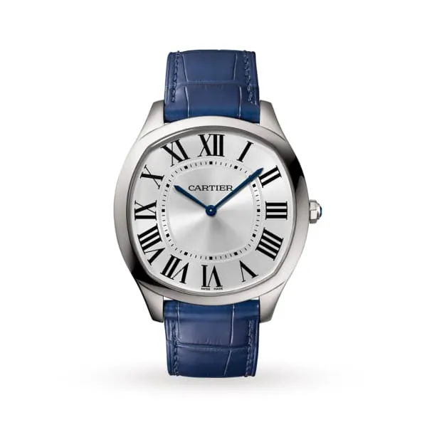 Cartier Watches Cartier Drive de Cartier 39mm Watch Ref WSNM0011 Silver Roman Dial Blue Leather Strap Cartier Watches Cartier Drive de Cartier 39mm Watch Ref WSNM0011 Silver Roman Dial Blue Leather Strap