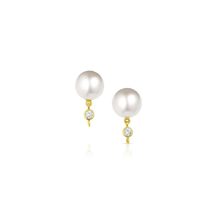 CJ Charles Jewelers Earrings Rivire 18kt Yellow Gold 13mm Pearl Diamond Earrings CJ Charles Jewelers Earrings Rivire 18kt Yellow Gold 13mm Pearl Diamond Earrings