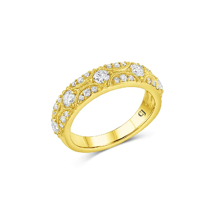 CJ Charles Jewelers Rings 18k Yellow Gold 076ctw Diamond Filigree Style Band Ring CJ Charles Jewelers Rings 18k Yellow Gold 076ctw Diamond Filigree Style Band Ring