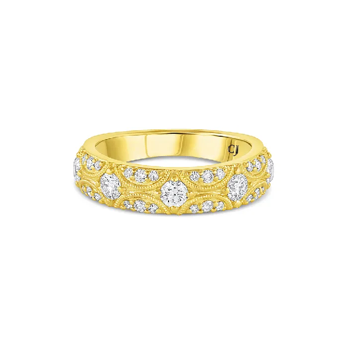 CJ Charles Jewelers Rings 18k Yellow Gold 076ctw Diamond Filigree Style Band Ring CJ Charles Jewelers Rings 18k Yellow Gold 076ctw Diamond Filigree Style Band Ring