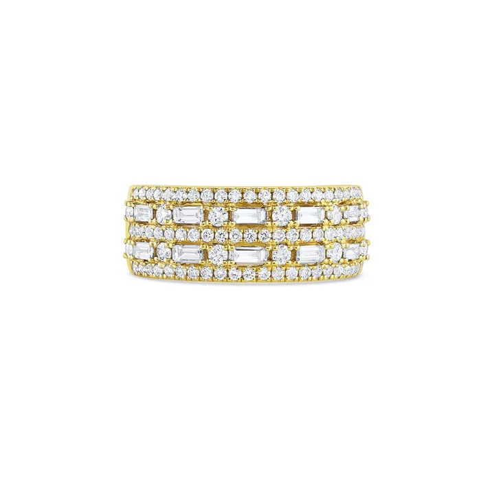 CJ Charles Jewelers Rings 18k Yellow Gold 101ctw Diamond Baguette Round Band Ring CJ Charles Jewelers Rings 18k Yellow Gold 101ctw Diamond Baguette Round Band Ring