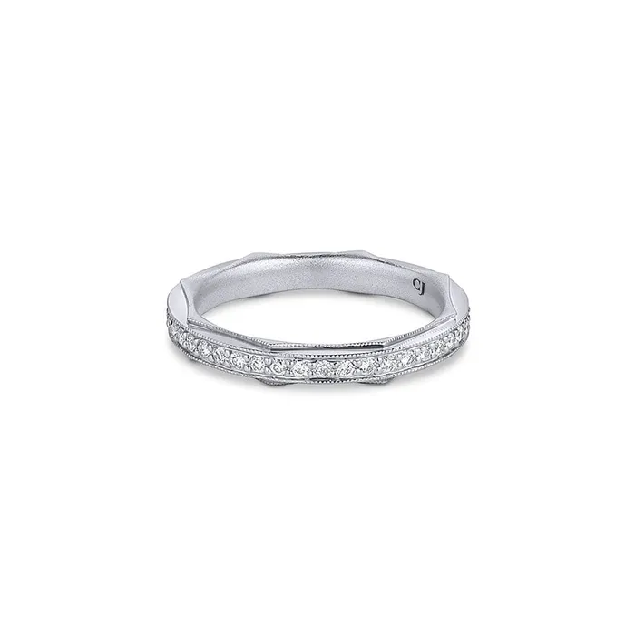 CJ Charles Jewelers Rings 18kt White Gold Pave Diamond Octagon Band