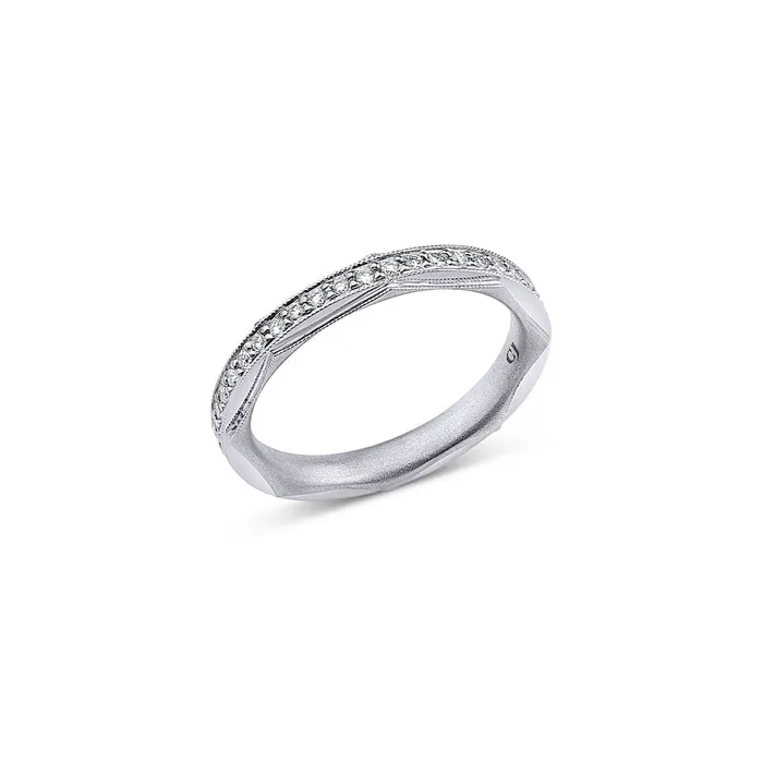 CJ Charles Jewelers Rings 18kt White Gold Pave Diamond Octagon Band