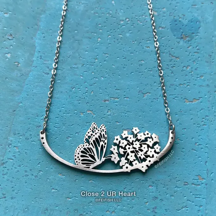 CLOSE 2 UR HEART Necklaces Butterfly wMilkweed Necklace