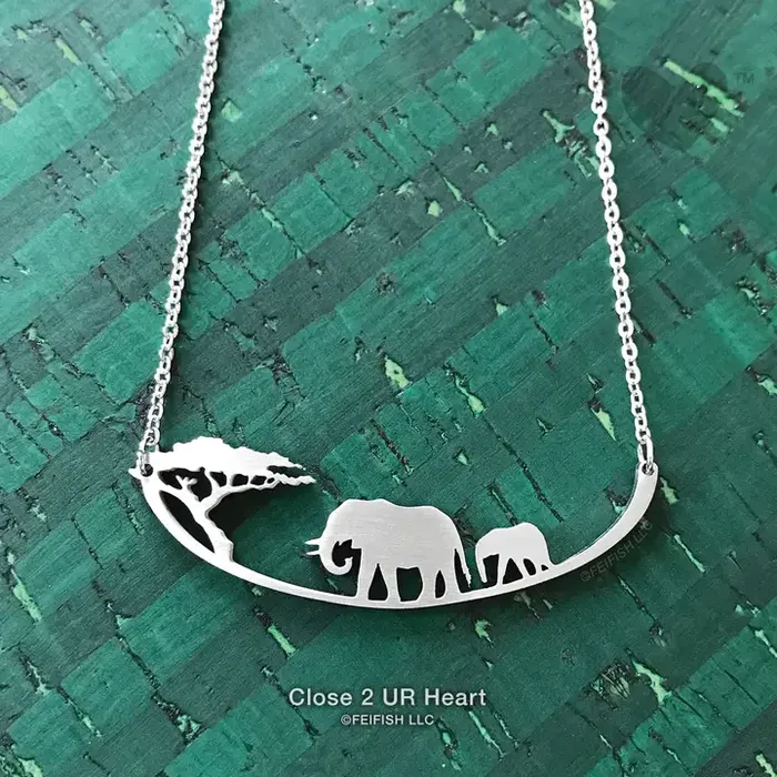 CLOSE 2 UR HEART Necklaces Elephants Stainless Steel Necklace