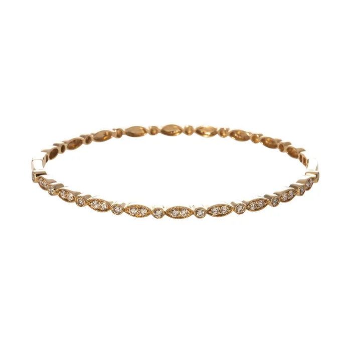 Croghans Diamond 14K Yellow Gold Milgrain Marquise Round Bangle PreStyled Sets Croghans Diamond 14K Yellow Gold Milgrain Marquise Round Bangle PreStyled Sets