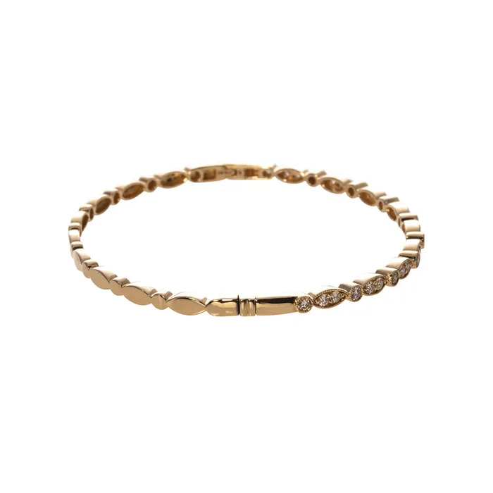 Croghans Diamond 14K Yellow Gold Milgrain Marquise Round Bangle PreStyled Sets