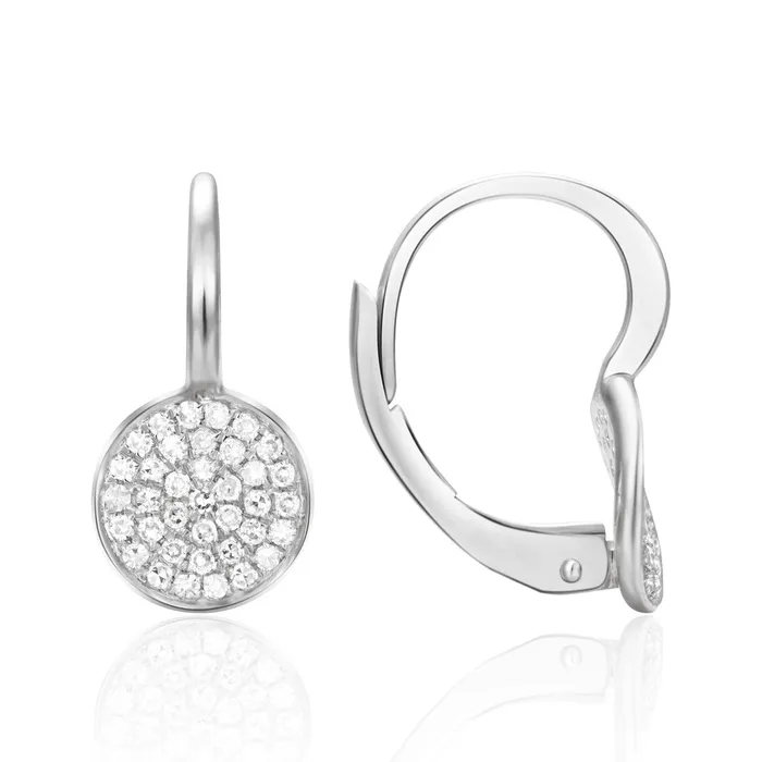 Croghans Diamond Pav Circle 14K White Gold Leverback Earrings Earrings
