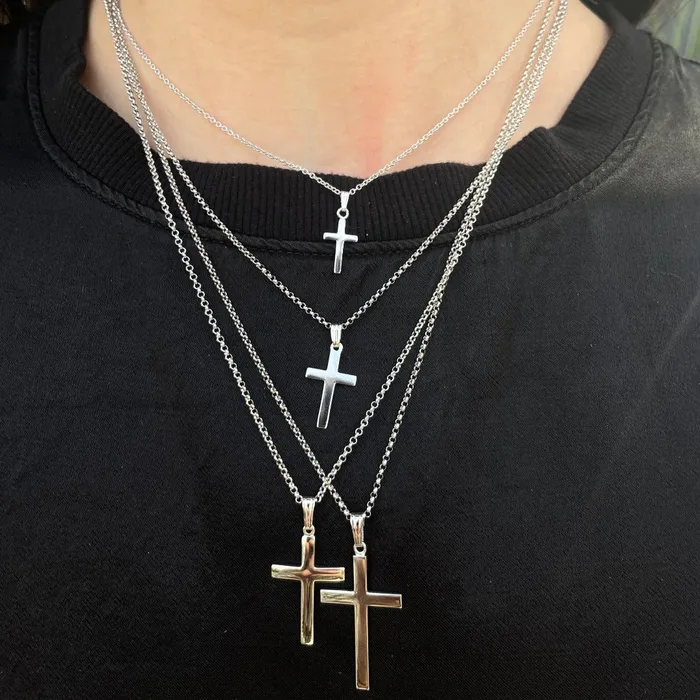 Croghans Necklaces Sterling Silver 18x37mm Cross Pendant Necklace