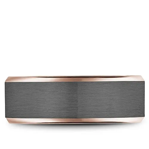 CrownRing Rings 14K Rose Gold and Tantalum Liner with Beveled Edge 7mm Band