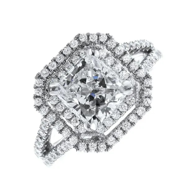 Diamond Source NYC Rings GIA Certified Double Halo Engagement Ring Set in 18K White Gold 285ct tw Cushion Cut Round Brilliant Natural Diamonds