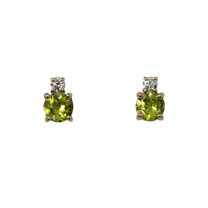 Earrings Croghans Peridot Diamond 18K Gold Stud Earrings