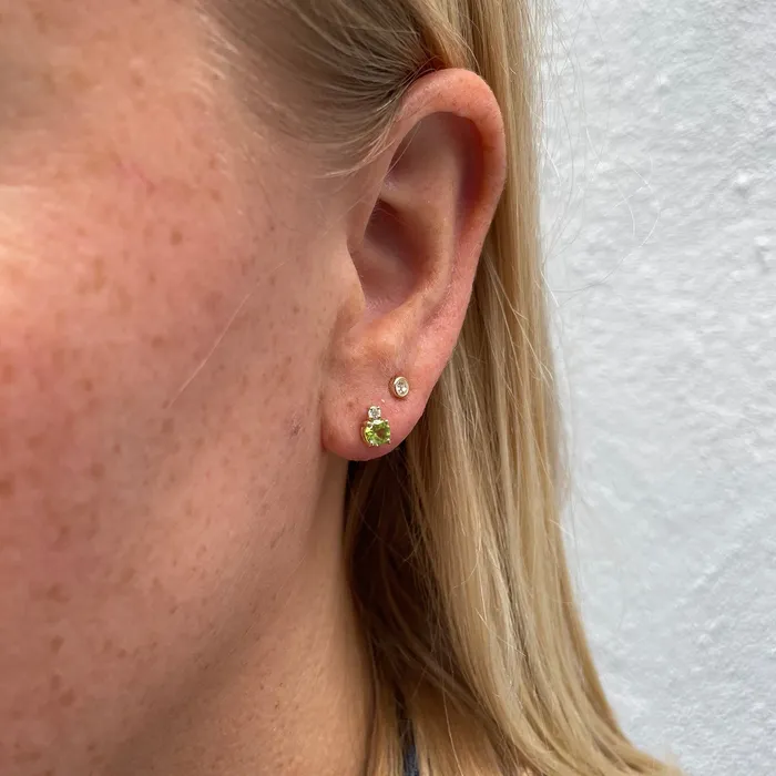 Earrings Croghans Peridot Diamond 18K Gold Stud Earrings