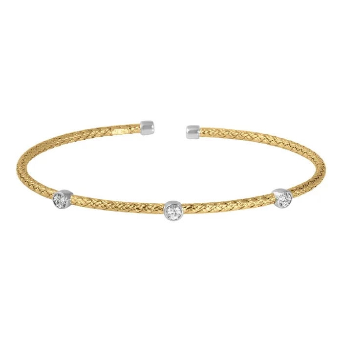 Earrings CZ Gold Plated Silver 2mm Mesh Cuff Bangle Croghans