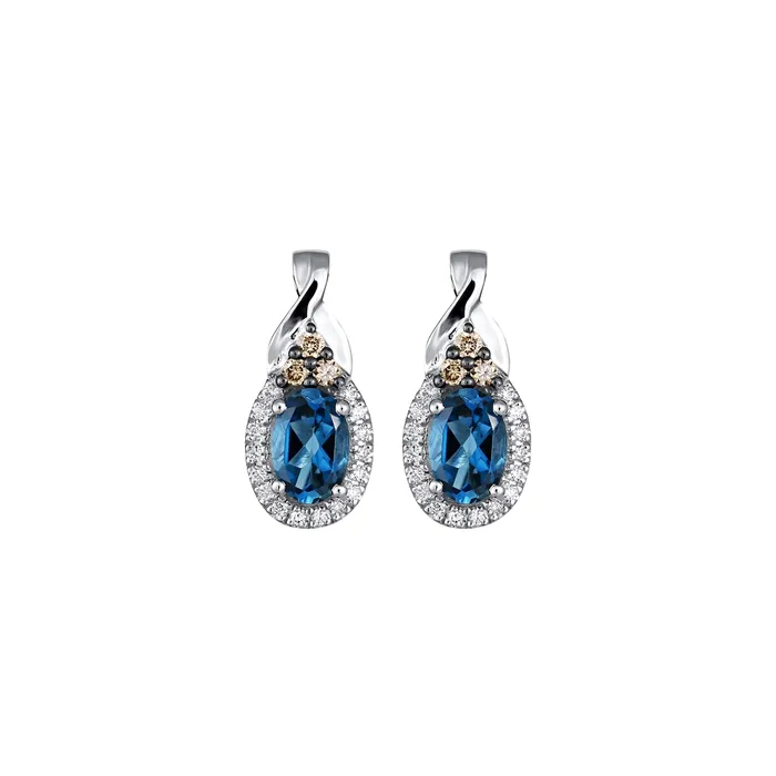 Earrings Le Vian 14K Vanilla Gold Oval Deep Sea Blue Topaz Stud Earrings with Vanilla and Chocolate Diamonds Le Vian Earrings Le Vian 14K Vanilla Gold Oval Deep Sea Blue Topaz Stud Earrings with Vanilla and Chocolate Diamonds Le Vian