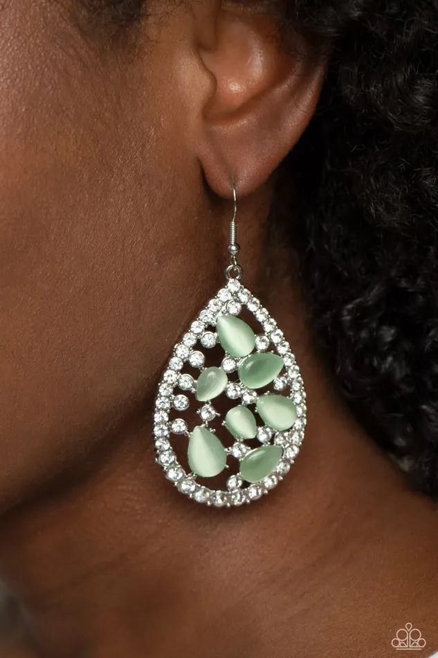 Earrings Paparazzi Earring Cats Eye Class Green Paparazzi Jewelry