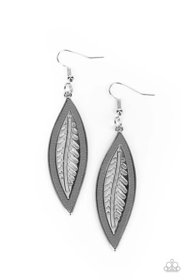 Earrings Paparazzi Earring Leather Lagoon Silver Paparazzi Jewelry Earrings Paparazzi Earring Leather Lagoon Silver Paparazzi Jewelry