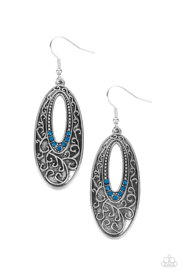 Earrings Paparazzi Jewelry Paparazzi Earring Fairytale Flora Blue