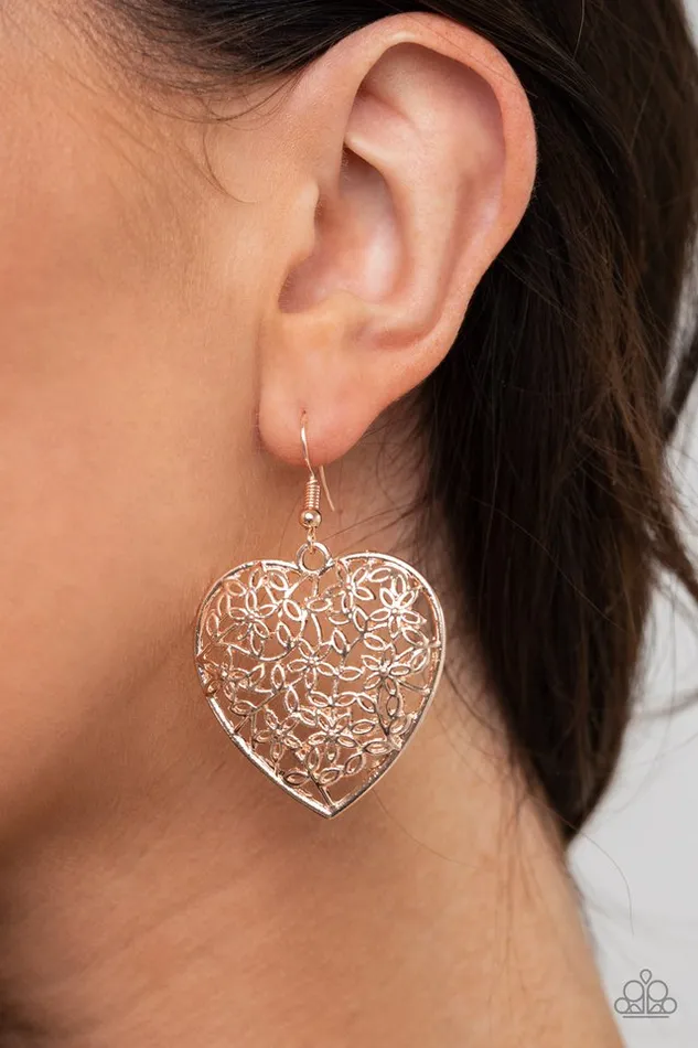 Earrings Paparazzi Jewelry Paparazzi Earring Let Your Heart Grow Rose Gold