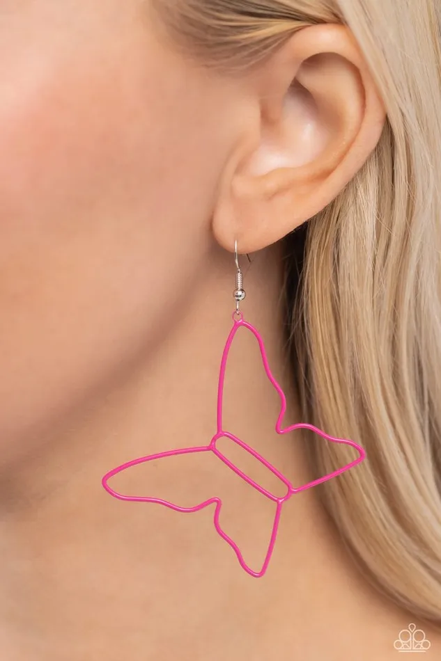 Earrings Paparazzi Jewelry Paparazzi Earring Soaring Silhouettes Pink