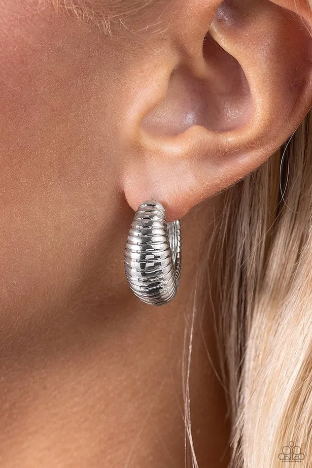 Earrings Paparazzi Jewelry Paparazzi Earring Textured Tenure Silver