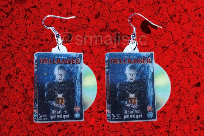 Earrings READY TO SHIP Hellraiser 1987 DVD 2D detailed Handmade Earrings Sam Makes Things